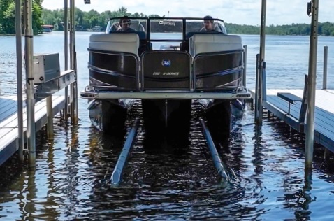 Pontoon boat lift with 3,000 to 10,000 lb capacity and multiple cradle options