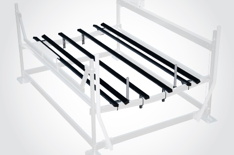 Pontoon/Tritoon double bunk configuration with adjustable 2‑ or 3‑tube supports and under‑deck post guides