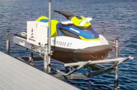 ShoreStation PWC lift supporting up to 1,500 lb capacity for personal watercraft